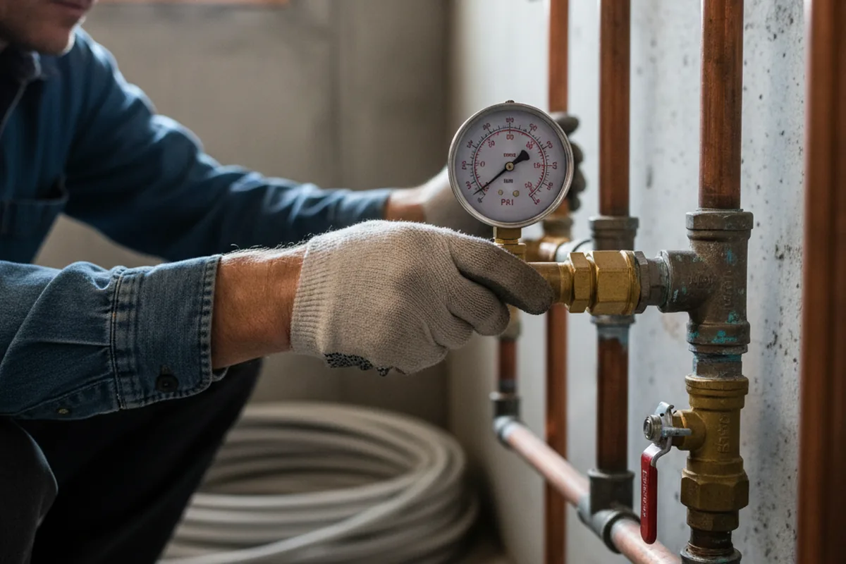 Pressure testing a repaired line during Water Line Repair in Hindman